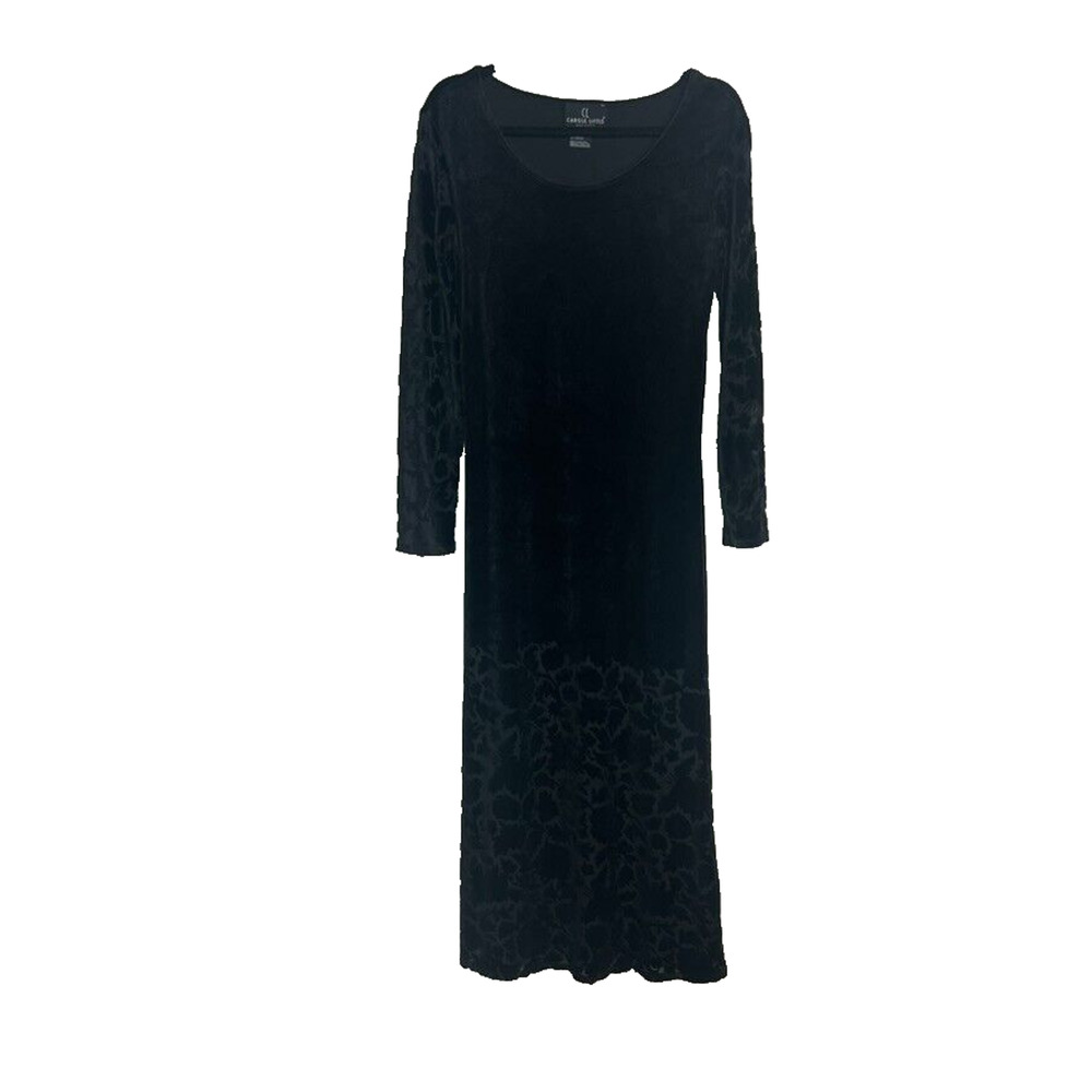 Carole Little Dress Womens Size 4 Black Vintage Maxi Burnout Velvet Long Sleeve